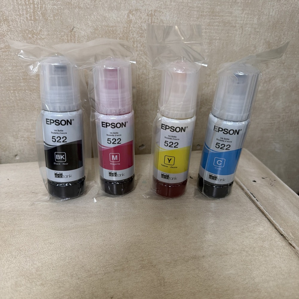 Epson 522 EcoTank Ink Bottle Set BK/C/M/Y Black Cyan Magenta Yellow